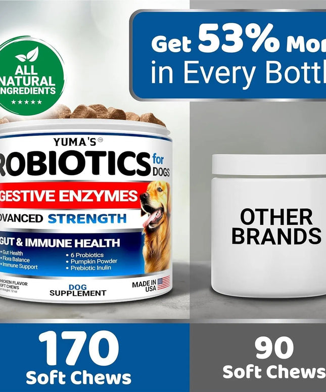 2 Pack Probiotics For Dogs & Digestive Enzymes Chews - Anti-Diarrhea, Upset Stomach, Gas Relief - 340 Chews - Fast & Free Shipping to the USA | www.petpexi.com