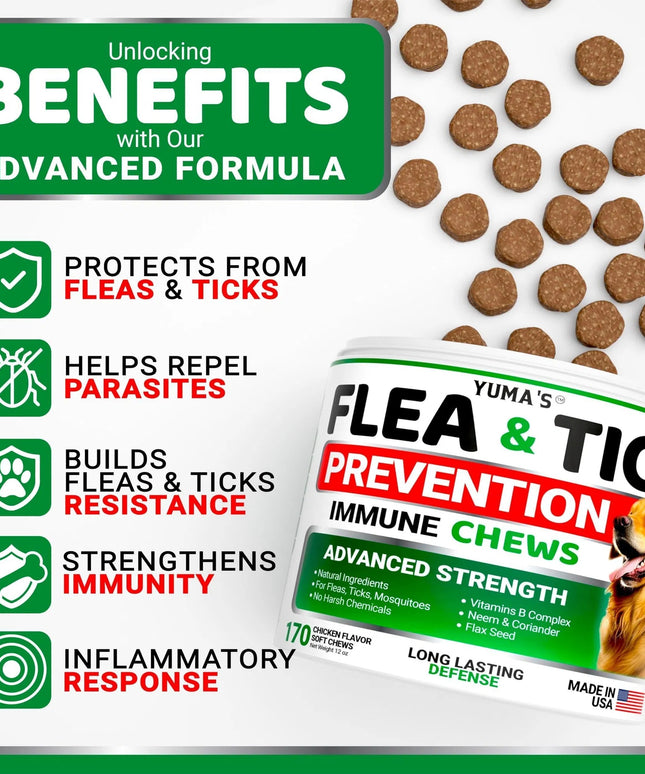 Flea and Tick Prevention for Dogs – Natural Chewables, 170 Treats, All Breeds & Ages, Made in USA | Petpexi