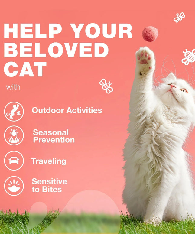 Flea Treatment for Cats – Daily Oral Flea & Tick Prevention Chews – Natural Chicken Flavor – Soft Chews for All Breeds & Ages – Free U.S. Shipping