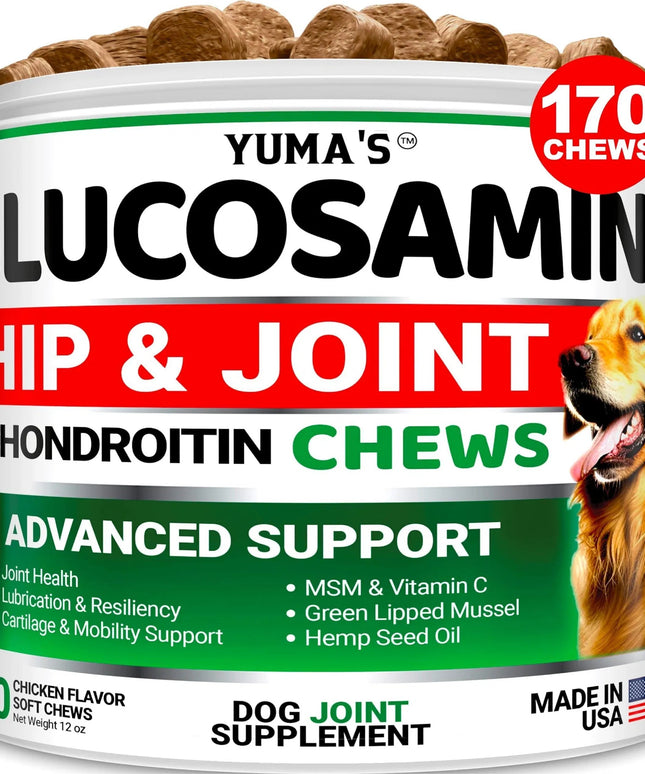 Yuma's Glucosamine For Dogs – Joint Health Supplement for Dogs – 170 Chews – Hip and Joint Support