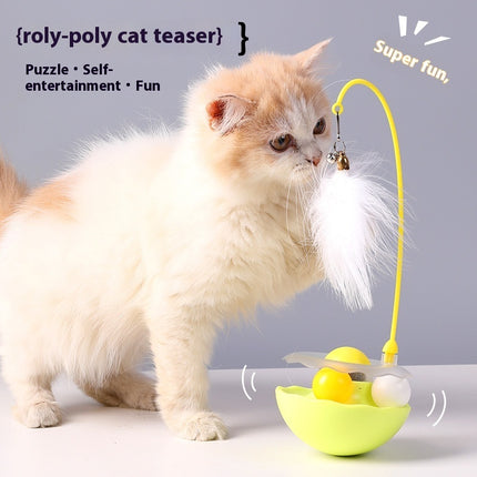 Cat Interactive 3-in-1 Tumbler Toy with Catnip, Feather Wand & Bell – Fun Exercise for Cats | Petpexi