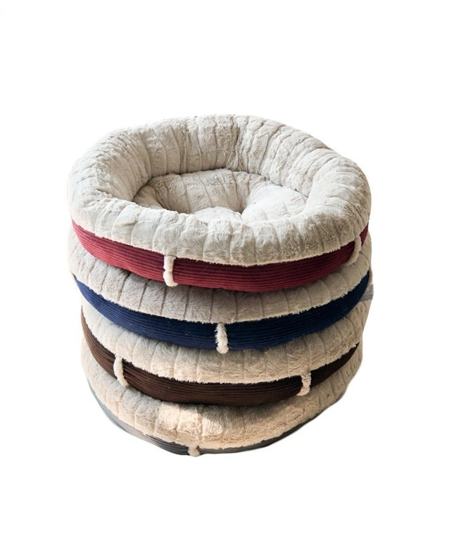 Plush Dog Bed Round Nest for Autumn & Winter – Cozy Cat & Puppy Mat