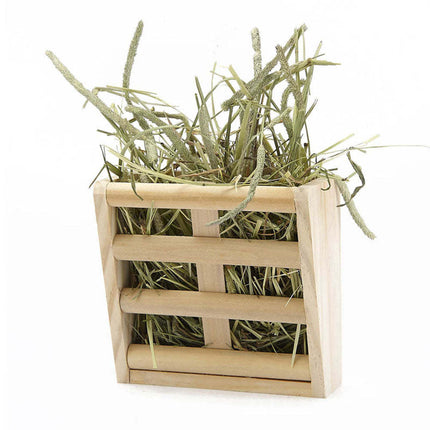 Wooden Grass Rack & Food Box for Rabbit & Chinchilla – Space-Saving, Eco-Friendly Design – Free & Fast Shipping to the USA!