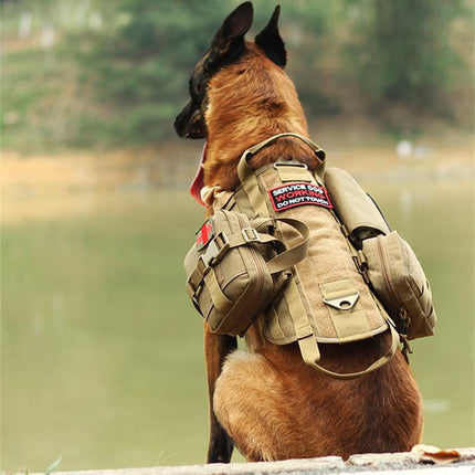 Ihrtrade Tactical Dog Harness Molle System Vest Adjustable Military for Small Large Dogs - Best Harness for French Bulldogs, Puppy Harness - petpexi.com