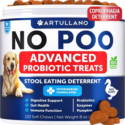 No Poo Chews For Dogs - Coprophagia Stool Eating Deterrent with Probiotics & Enzymes, Gut Health Support