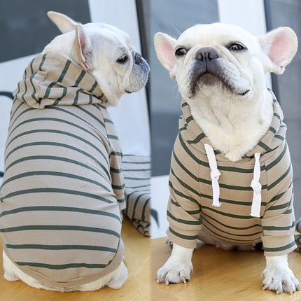 Striped Pet Hoodie for Dogs & Cats – Cozy Polyester Sweater with Hood