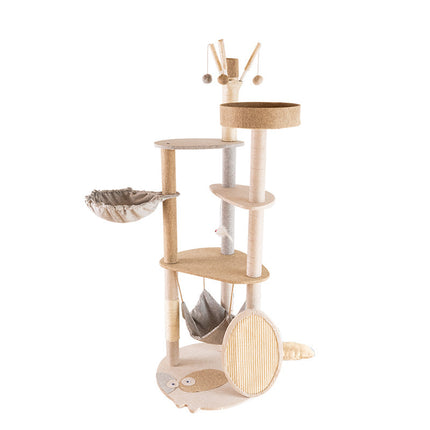 Large Integrated Cat Climbing Frame with Shelf – Luxury Wooden Cat Tree | Petpexi