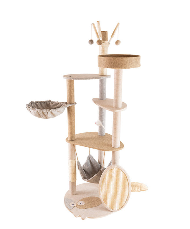 Large Integrated Cat Climbing Frame with Shelf – Luxury Wooden Cat Tree | Petpexi