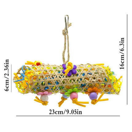 3pcs Bird Toy Parrot Gnawing Supplies – Brushed Rattan Ball, Grass & Wooden Toys