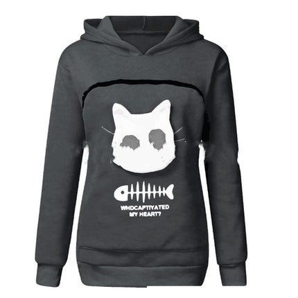 Women’s Hoodie Sweatshirt with Cat Carrier Pocket – Small Dog & Cat Pullover