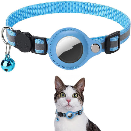 Reflective Nylon Collar with Waterproof Airtag Holder for Cats & Dogs – Adjustable Pet Tracker Protective Case