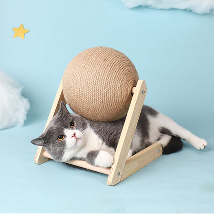 Professional Vertical Cat Toy Sisal Cat Catching Ball – Durable Wood & Sisal