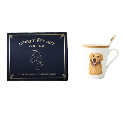 MCorgi Animal Dog Ceramic Mug with Bamboo Lid & Stainless Steel Spoon – 450ml | PetPexi