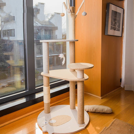Large Integrated Cat Climbing Frame with Shelf – Luxury Wooden Cat Tree | Petpexi