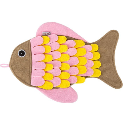 Fish-Shaped Snuffle Blanket Cat Training Toy – Pink Polar Fleece | Petpexi