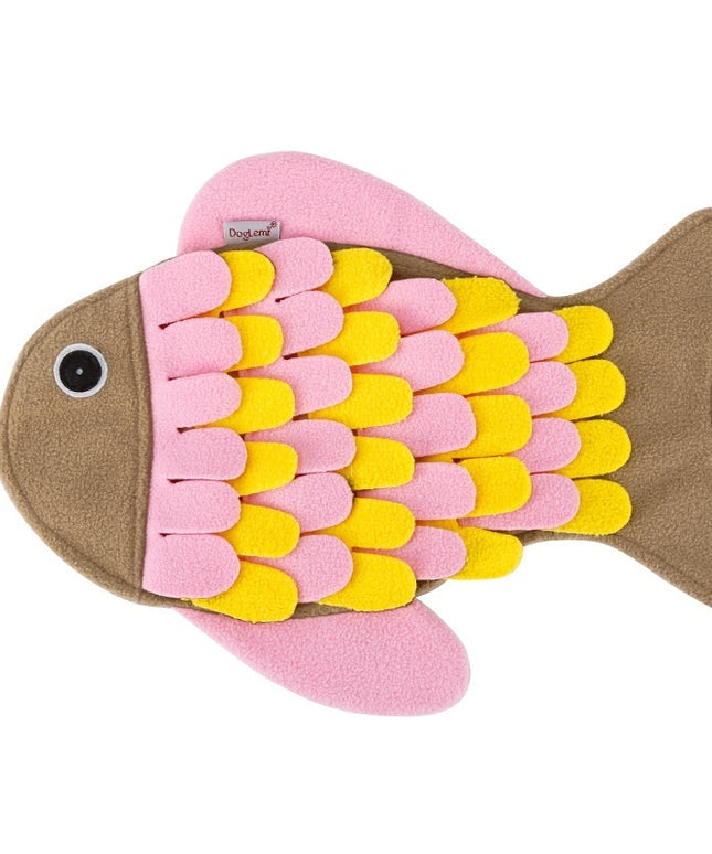 Fish-Shaped Snuffle Blanket Cat Training Toy – Pink Polar Fleece | Petpexi