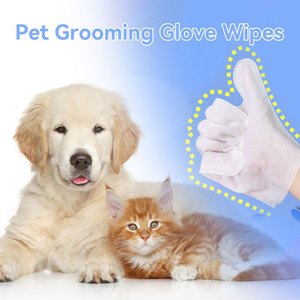 Cleaning Wipes Gloves for Dogs & Cats – Deodorizing & Grooming Bath Wipes, 6PCS Pack | Petpexi