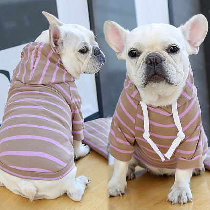 Striped Pet Hoodie for Dogs & Cats – Cozy Polyester Sweater with Hood