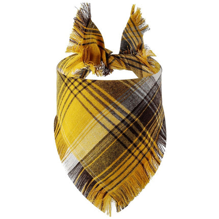 Plaid Tassel Triangle Scarf for Dogs – Stylish & Comfortable Pet Accessory | Petpexi