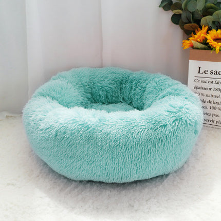 Round Plush Winter Cat & Dog Bed – Soft Fluffy Nest Pad in Multiple Sizes