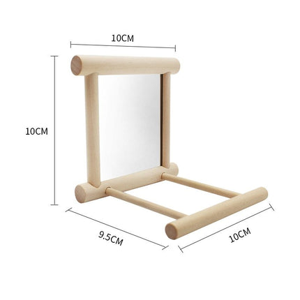 Bird Stand with Mirror – Natural Wood Perch for Parrots | PetPexi
