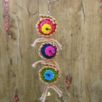 Parrot Supplies Pet Bird Toy – Bite Toy with Vine Twist & Luffa Sponge for Climbing and Chewing