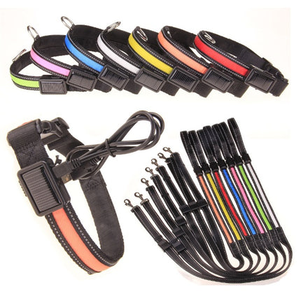 Solar Charging Fluorescent Dog Collar – Durable Nylon LED Pet Chain with Dual Charging | Petpexi