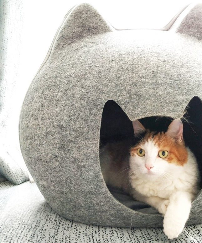 Enclosed Felt Cat Litter House - Cozy Cat Villa | Petpexi
