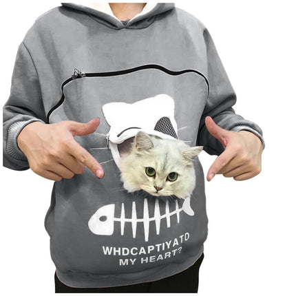 Women’s Hoodie Sweatshirt with Cat Carrier Pocket – Small Dog & Cat Pullover