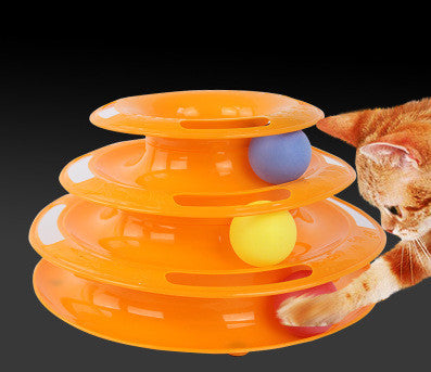 Interactive Four-Layer Cat Turntable Ball Tower – Fun & Durable | PetPexi