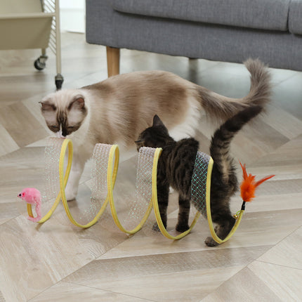 Foldable Cat Tunnel with Mouse-Shaped Toys & Sisal Balls – Interactive Kitten Play Set | Petpexi