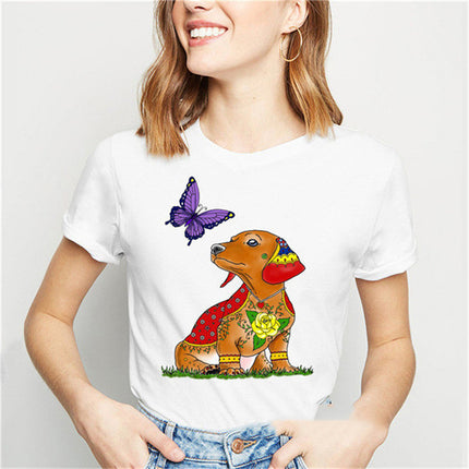 Dog Print T-Shirt – Street Style Round Neck Polyester Tee | PetPexi
