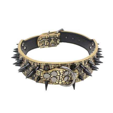 Large Explosion-Proof Rivet Bite-Proof Pet Collar – Durable PU Material | PetPexi