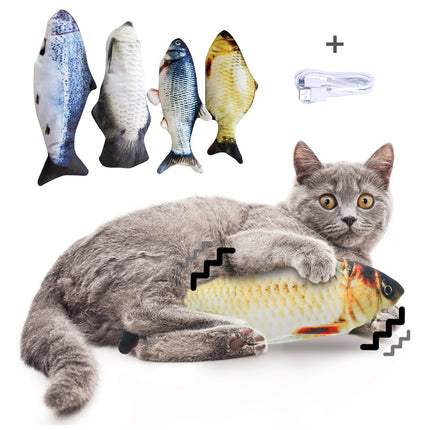 Electric Jumping Fish Cat Toy (No Catnip) – USB Rechargeable Interactive Plush | Petpexi