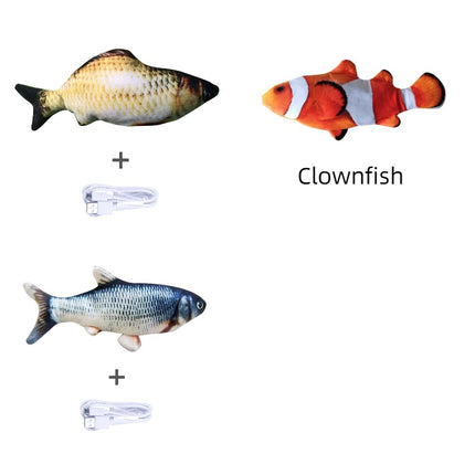 Electric Jumping Fish Cat Toy (No Catnip) – USB Rechargeable Interactive Plush | Petpexi