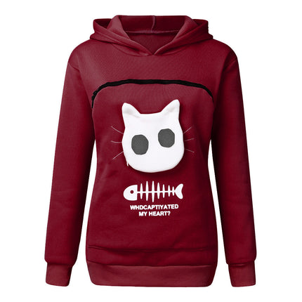 Women’s Hoodie Sweatshirt with Cat Carrier Pocket – Small Dog & Cat Pullover