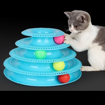 Interactive Four-Layer Cat Turntable Ball Tower – Fun & Durable | PetPexi