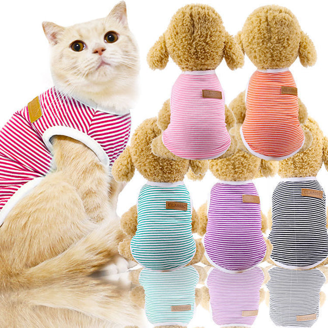 Striped Cotton Pet Vest – Soft Dog & Cat Clothes for All Sizes | Petpexi