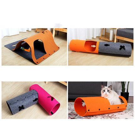 2 in 1 DIY Cat Tunnel & Removable Felt Nest House – Interactive Pet Play Tube | Petpexi