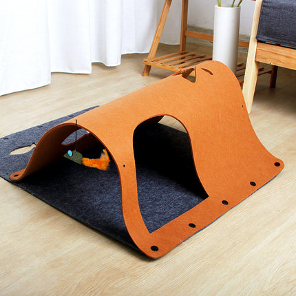 2 in 1 DIY Cat Tunnel & Removable Felt Nest House – Interactive Pet Play Tube | Petpexi