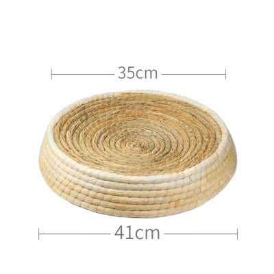 Teng Wok Felt House Cat Bed – Natural Straw & Corn Husk Cozy Nest | PetPexi