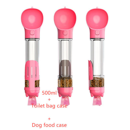 3-in-1 Portable Dog Water Bottle with Feeder Bowl & Waste Bag Holder – 300ml/500ml | Petpexi