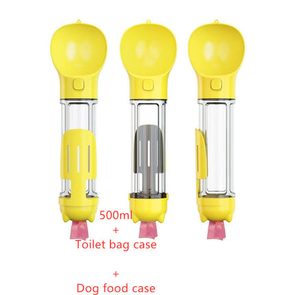 3-in-1 Portable Dog Water Bottle with Feeder Bowl & Waste Bag Holder – 300ml/500ml | Petpexi