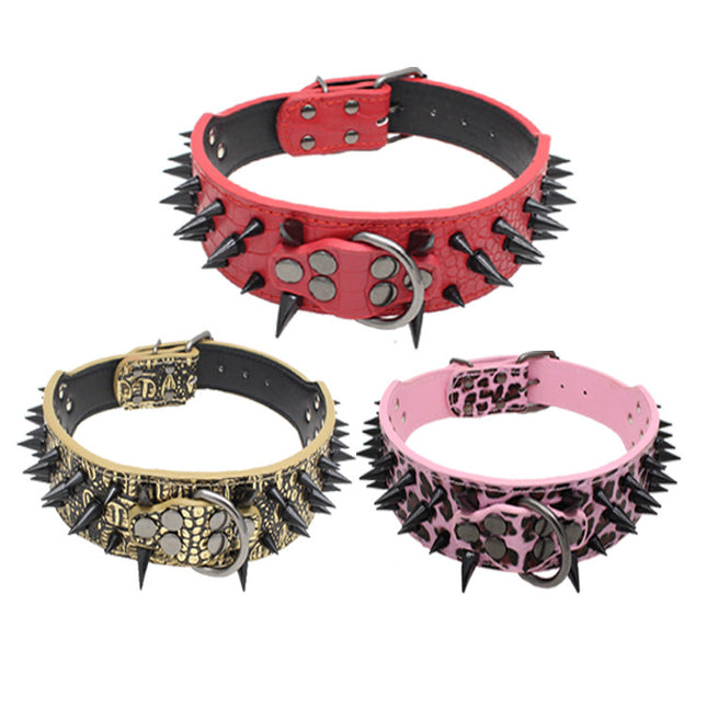 Large Explosion-Proof Rivet Bite-Proof Pet Collar – Durable PU Material | PetPexi