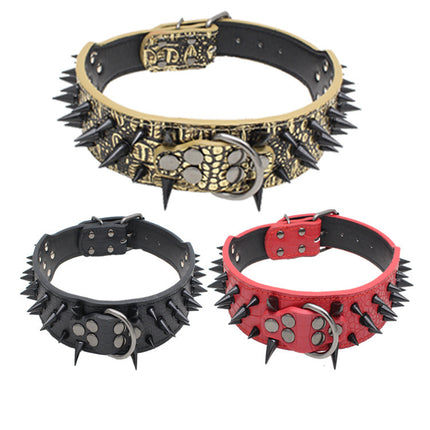 Large Explosion-Proof Rivet Bite-Proof Pet Collar – Durable PU Material | PetPexi