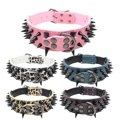 Large Explosion-Proof Rivet Bite-Proof Pet Collar – Durable PU Material | PetPexi