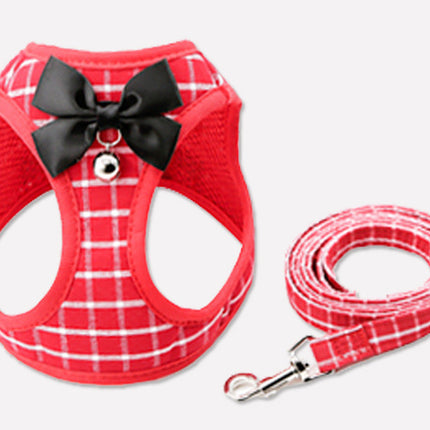 Cat Chain Traction Rope Set – Grid Pattern Chest Harness & Leash for Cats | Petpexi
