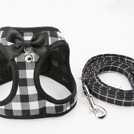 Cat Chain Traction Rope Set – Grid Pattern Chest Harness & Leash for Cats | Petpexi