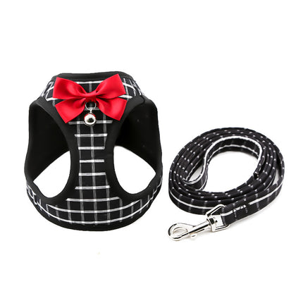 Cat Chain Traction Rope Set – Grid Pattern Chest Harness & Leash for Cats | Petpexi