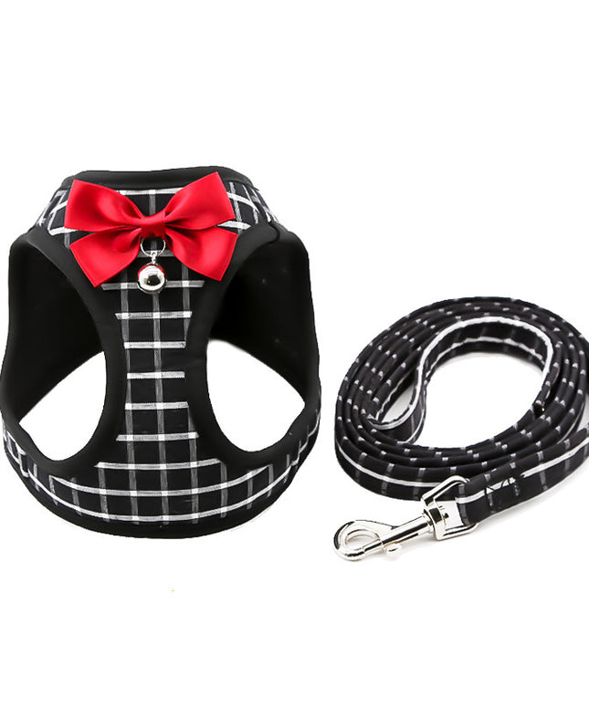Cat Chain Traction Rope Set – Grid Pattern Chest Harness & Leash for Cats | Petpexi